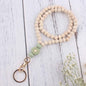Daisy Silicone Bead Wristlet Keychain with Wooden Beads 16