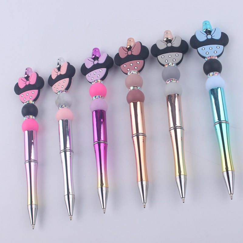 Animal Bow Silicone Beaded Pens Colorful Ballpoint Handmade Gift 4