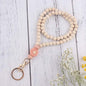 Daisy Silicone Bead Wristlet Keychain with Wooden Beads 14
