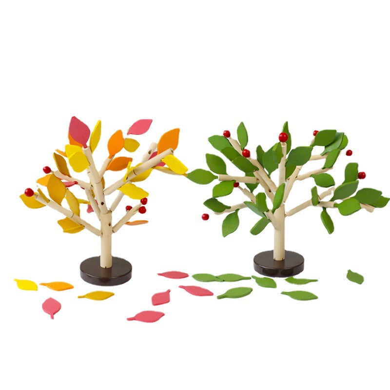 Wooden Building Blocks Montessori Toys Leaf Spliced Design 35cm
