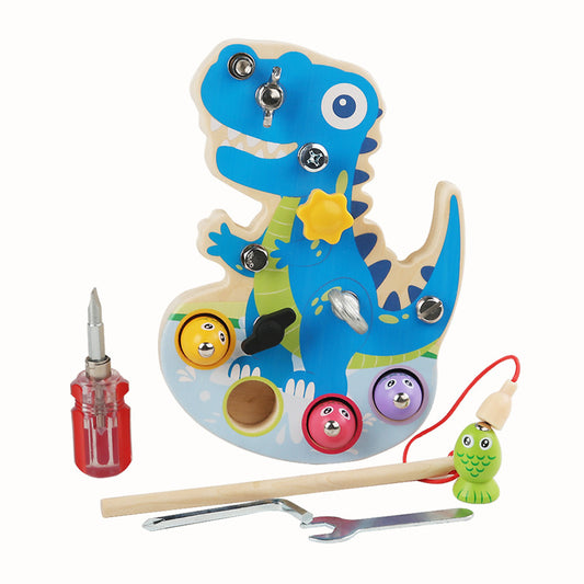Wooden Dinosaur Busy Board Montessori Toys for Toddlers
