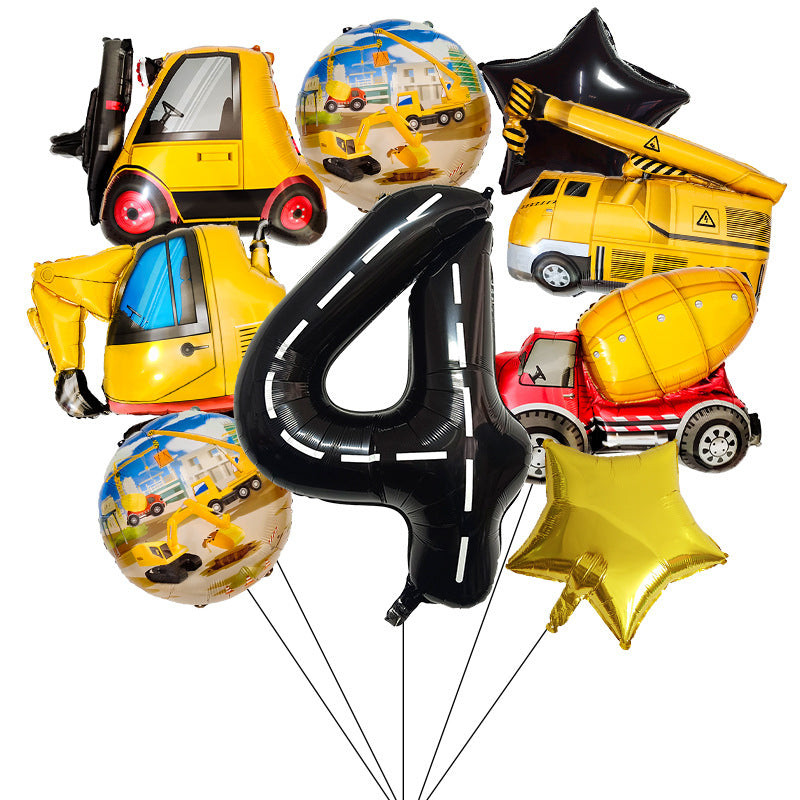 Construction Vehicle Foil Balloon Set 40 Inch Engineering Theme 6