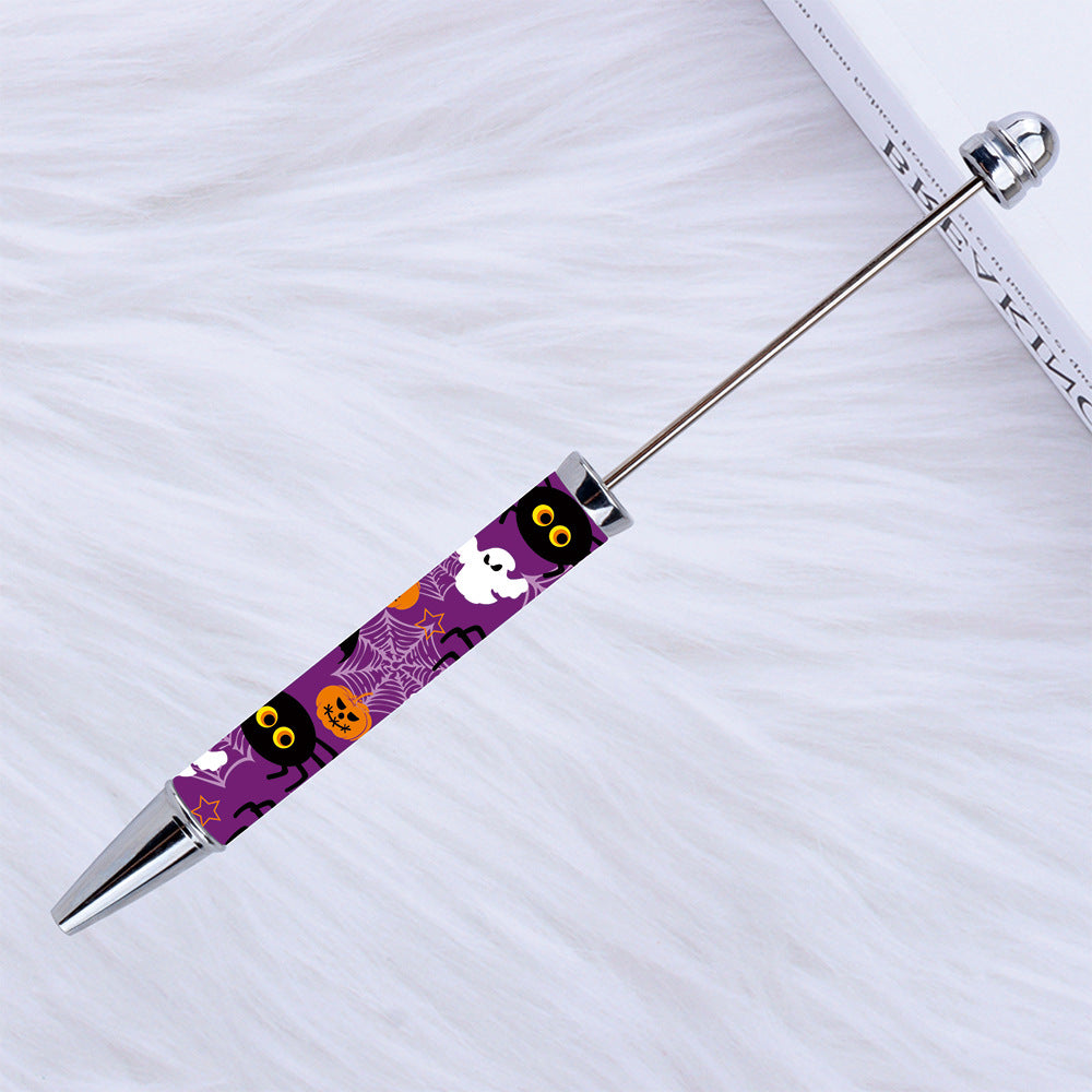 Halloween Beadable Pens Printed Pumpkin Ghost Spider Bat Design 6