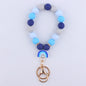Rainbow Silicone Bead Wristlet Keychain with Rainbow Charm 12
