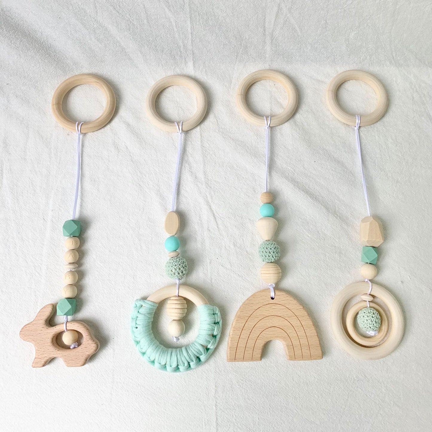 Wooden Thread Bead Teether Toy Baby Sensory Toys 4 Pack 8