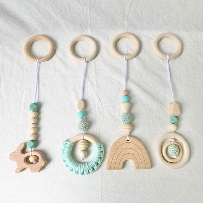 Wooden Thread Bead Teether Toy Baby Sensory Toys 4 Pack 8