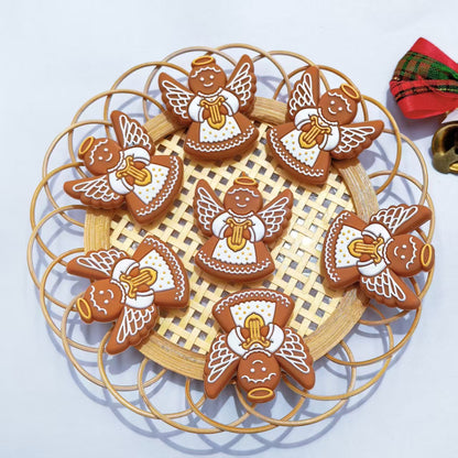 20Pcs Silicone Focal Beads Gingerbread Man Angel With Halo and Wings 2