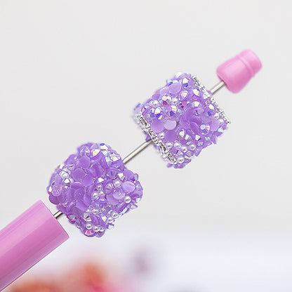 10pcs 18mm Square Cube Pearl Rhinestone Focal Beads for Pens 12