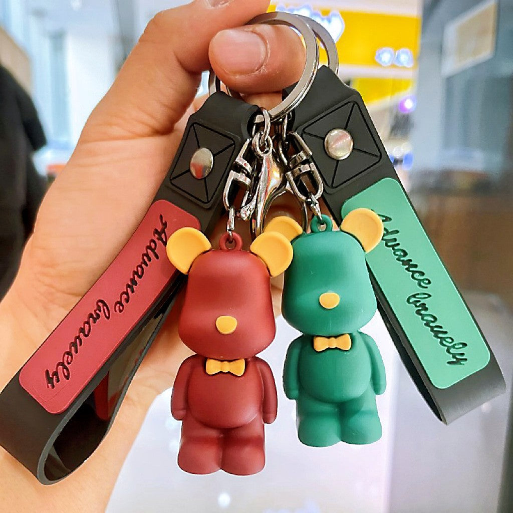 Bear Silicone Keychain with Silicone Strap Charm for Bag or Keys
