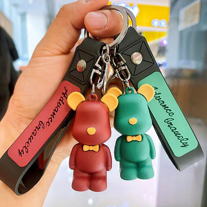 Bear Silicone Keychain with Silicone Strap Charm for Bag or Keys
