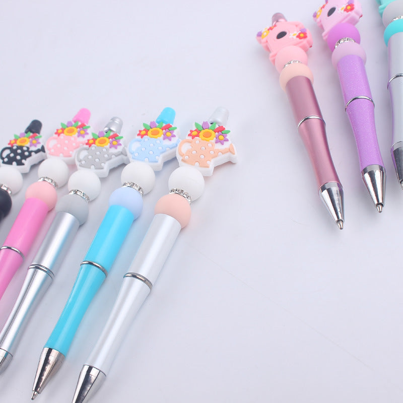 Flower Vase Room Silicone Beaded Pens Colorful Handmade Office Pen 2