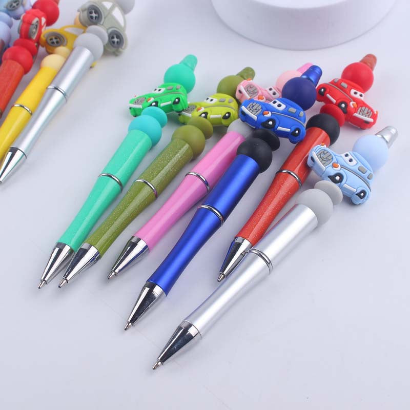 Cartoon Car Silicone Beaded Pens Handmade Office School Supplies Gift 2