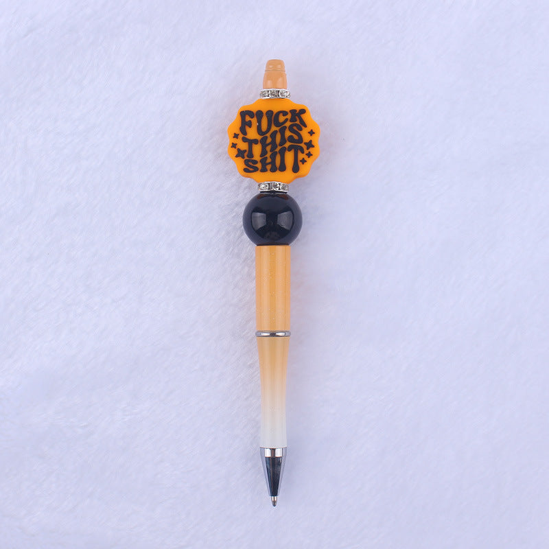 Cartoon Pattern Silicone Beaded Pens Ballpoint Pen DIY Craft Supplies 12