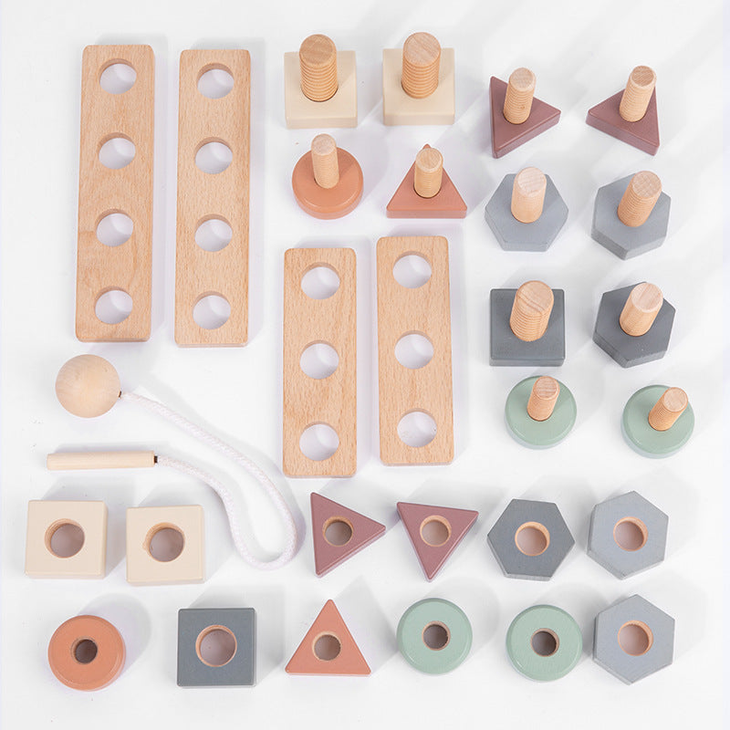 Wooden Screw Geometry Montessori Toys Fine Motor Skills 2