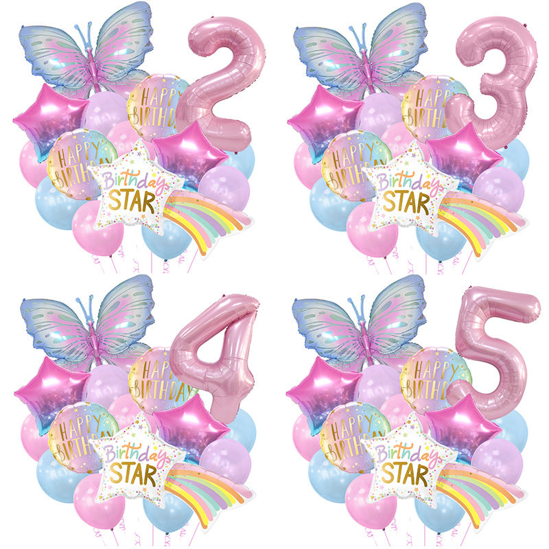 Butterfly Meteor Foil Balloon Set Holiday Party Decoration 2