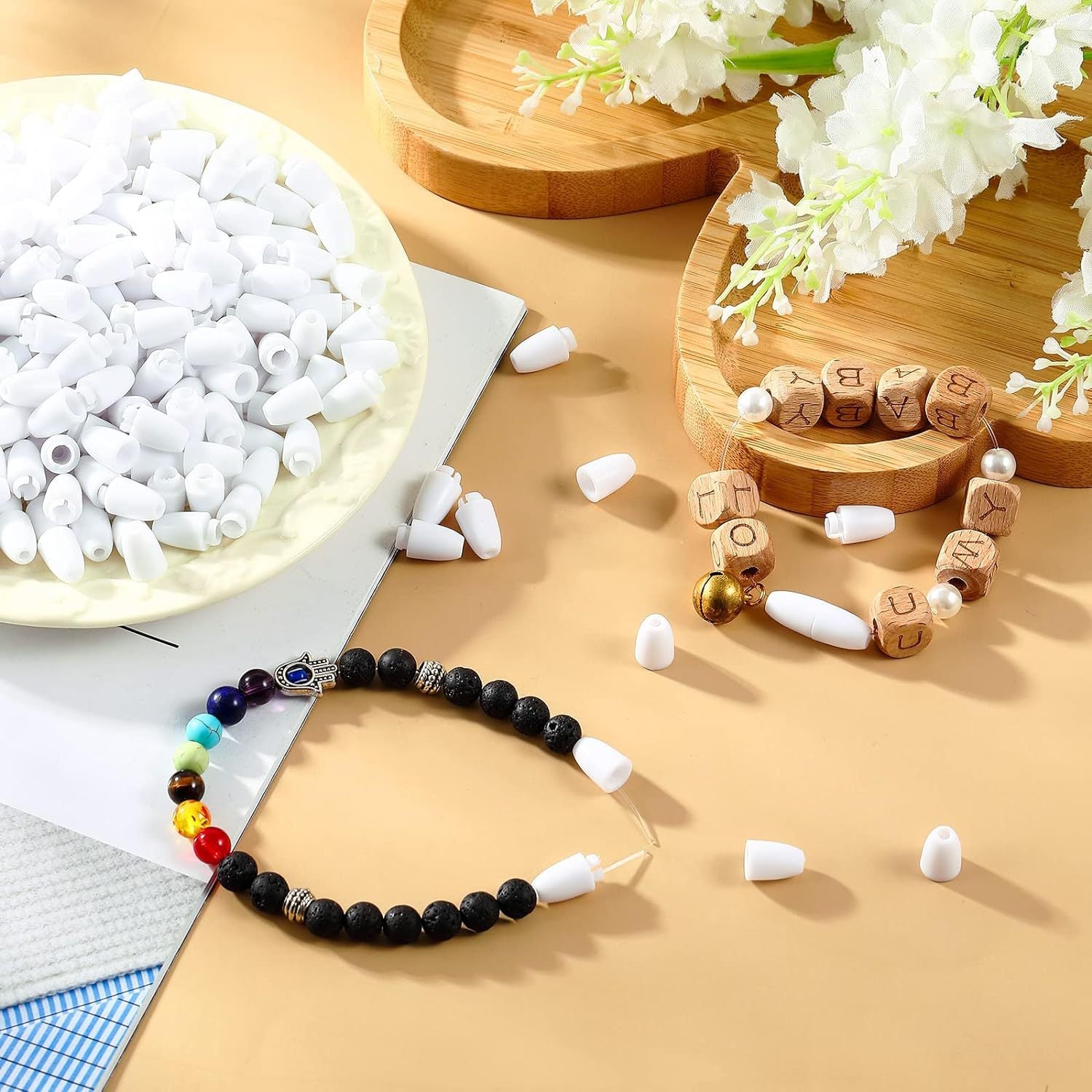 100pcs Food Grade PP Breakaway Safety Clasps Bead Barrel Connectors 6