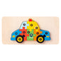 Wooden Building Blocks Animal Traffic Shapes Matching 3D Puzzle Toy 8