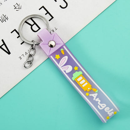 Rabbit Silicone Bead Wristlet Keychain 11x1.75cm Cute Design 8