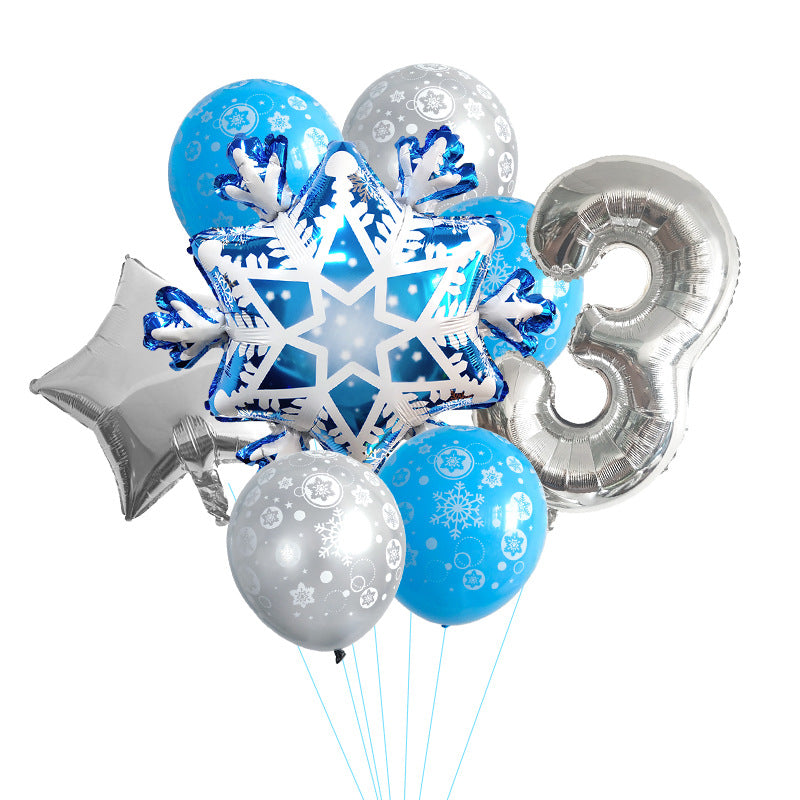 Ice Snow Theme Snowflake Foil Balloon Set Party Decoration 8