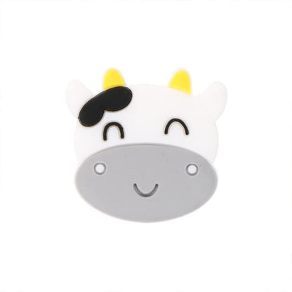 20pcs Silicone Focal Beads Cow Face Smiling Expression Bulk Pack 6
