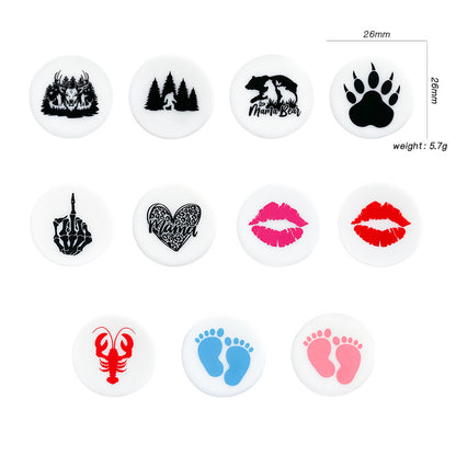 20pcs Silicone Focal Beads Animal and Nature Printing Designs 2