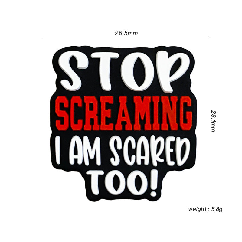 20Pcs Silicone Focal Beads Stop Screaming Text Block Design 2