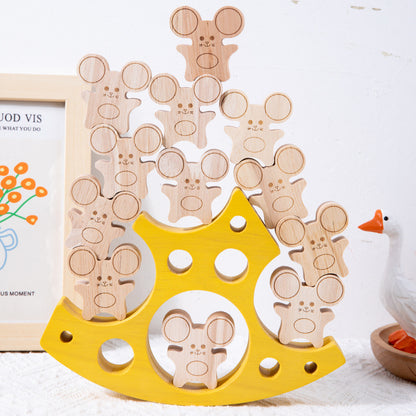 Wooden Mouse and Cheese Blocks Montessori Toys for Toddlers 4