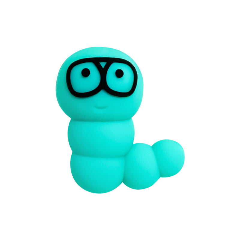 20Pcs Silicone 3D Focal Beads Cute Caterpillar Wearing Glasses 8