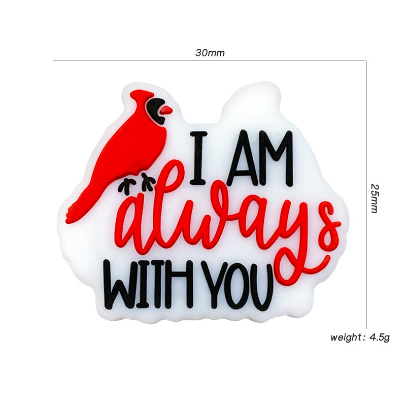 20Pcs Silicone Focal Beads Parrot Animals With Printed Text I AM ALWAYS WITH YOU 2
