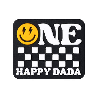 Silicone Focal Beads Cartoon Smiley Face Printed Text Design 5