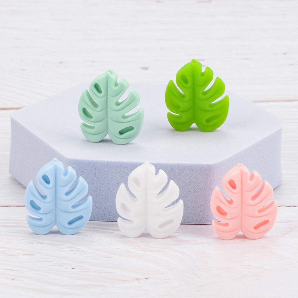 20pcs Silicone Focal Beads Leaf Shape Cutout Design 2
