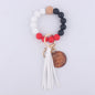 MAMA Tag Silicone Bead Wristlet Keychain with Tassel Charm 8