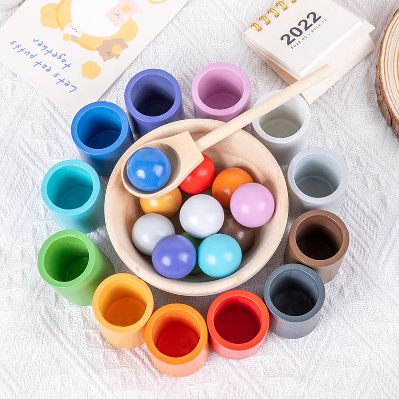 Wooden Montessori Toys Round Ball Drawer Coin Box Activity Toy 8