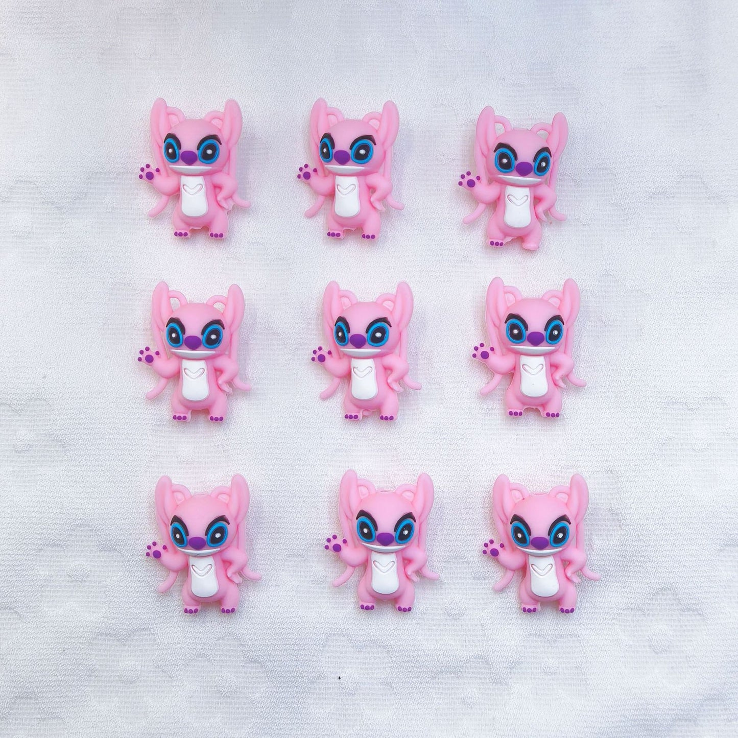 20Pcs Silicone 3D Focal Beads Pink Alien Character Large Ears Front Facing 5