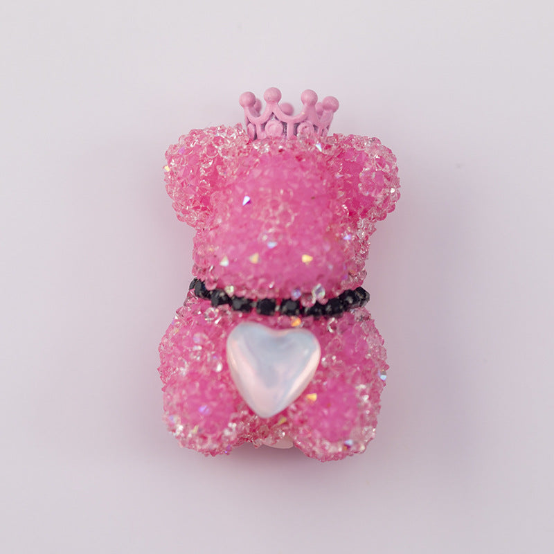 10pcs Sugar Crown Bear Rhinestone Focal Beads Large and Small 10