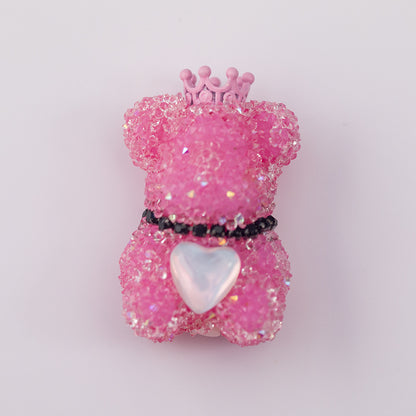 10pcs Sugar Crown Bear Rhinestone Focal Beads Large and Small 10