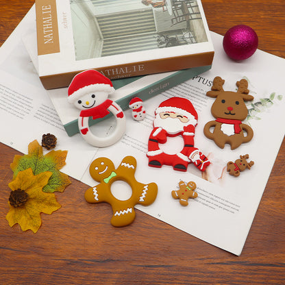 20pcs Silicone Focal Beads Christmas Santa Snowman Elk Deer Gingerbread Man 3