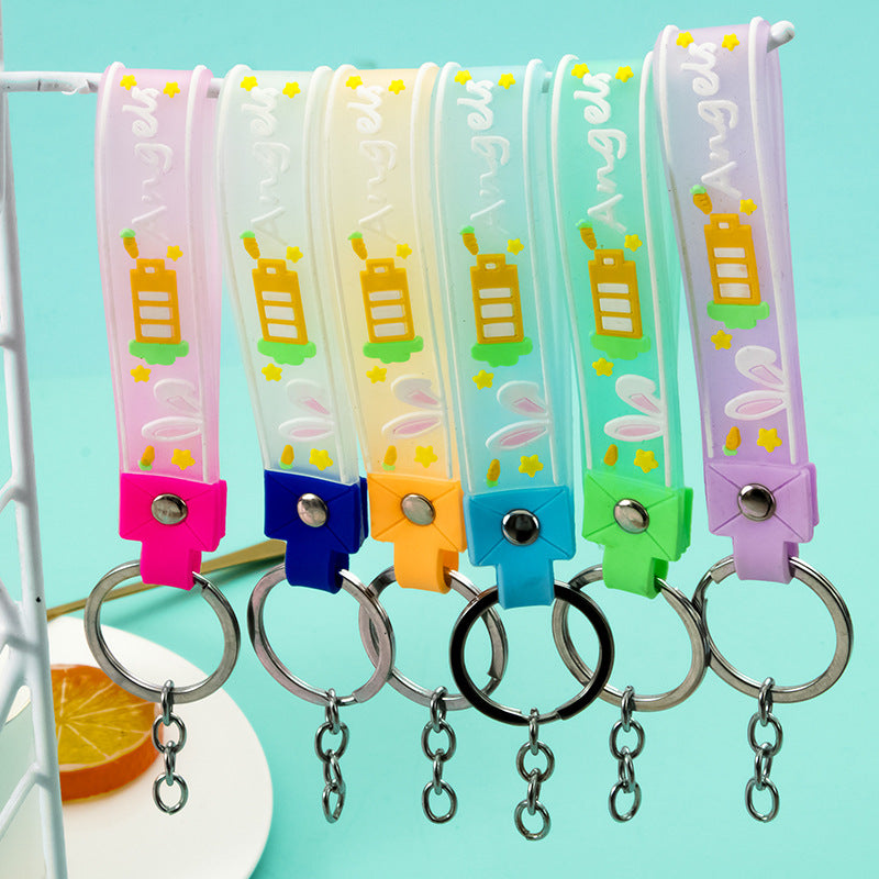 Rabbit Silicone Bead Wristlet Keychain 11x1.75cm Cute Design 2