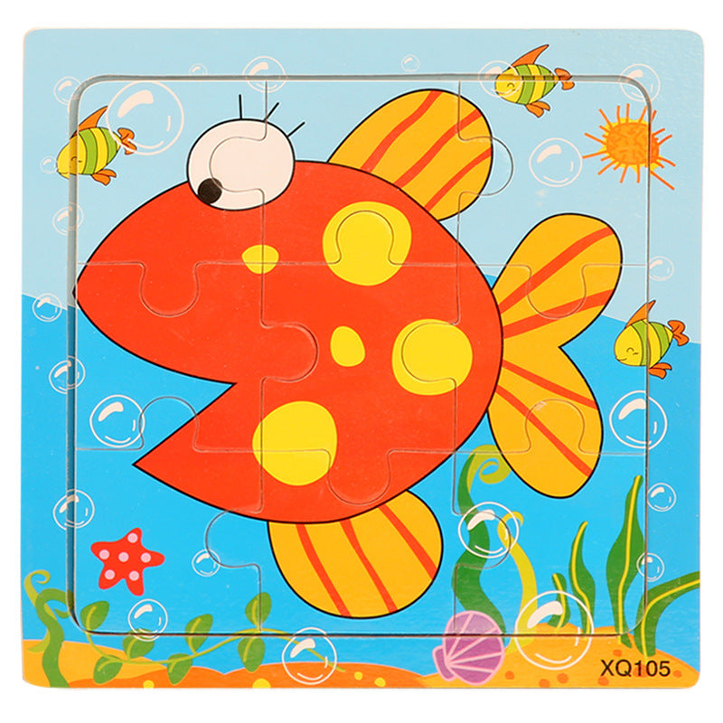 Wooden Puzzle Educational Toy 9 Pieces for Kids Early Development 55