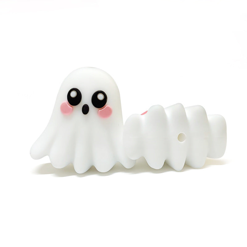 20Pcs Silicone 3D Focal Beads Halloween Pet Ghost Front Facing 2