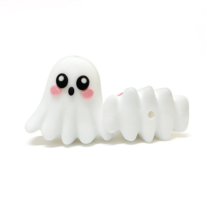 20Pcs Silicone 3D Focal Beads Halloween Pet Ghost Front Facing 2