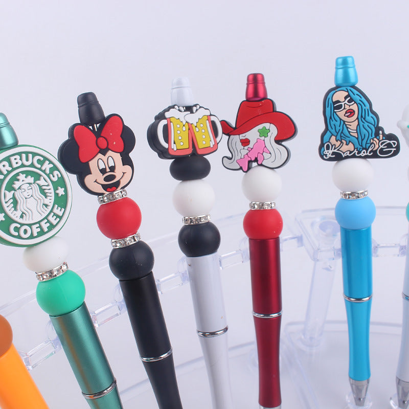 Cartoon Pattern Silicone Beaded Pens Handmade Novelty Pen Gift 3