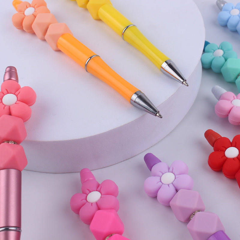 Flower Silicone Beaded Pens Handmade Office School Supplies Gift 2