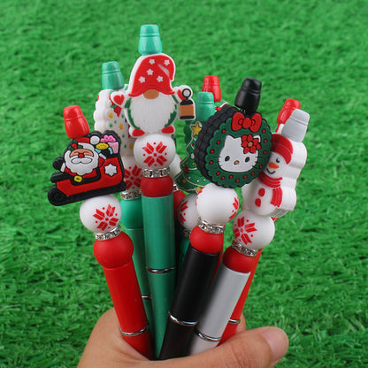 Christmas Silicone Beaded Pens Santa Claus Snowman Tree Holiday Gift 3