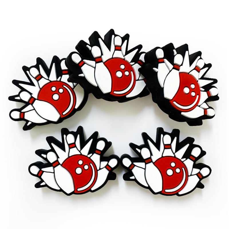 20Pcs Silicone Focal Beads Bowling Ball with Pins Cluster Design 4