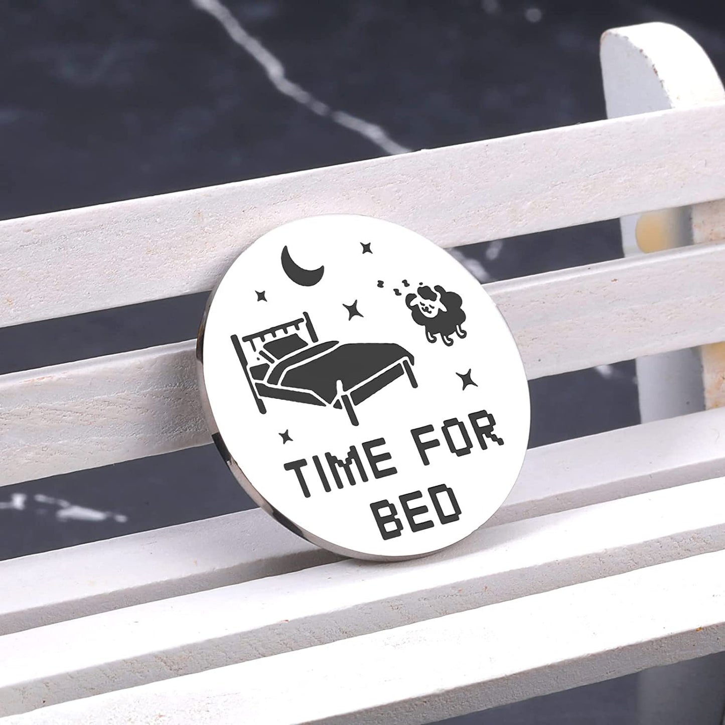Go to Bed Decision Coin Stainless Steel Engraved Side 30mm 3