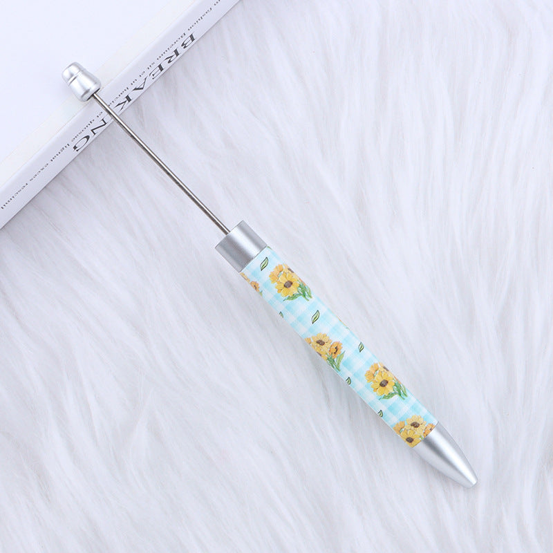 Long Printed Flag Sunflower Pattern Beadable Ballpoint Pens DIY Craft 14