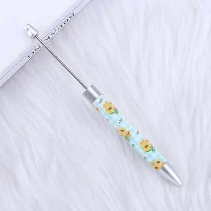 Long Printed Flag Sunflower Pattern Beadable Ballpoint Pens DIY Craft 14
