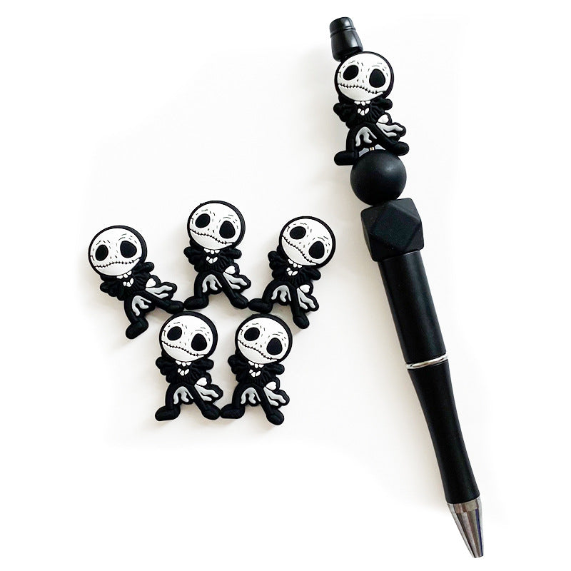 20pcs Silicone Focal Beads Monster Skeleton Character Side Profile 3