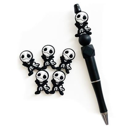 20pcs Silicone Focal Beads Monster Skeleton Character Side Profile 3